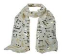 MUSIC SCARF CREAMGOLDEN TREBLE CLEFS AND NOTES