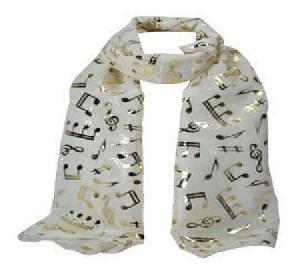 MUSIC SCARF CREAMGOLDEN TREBLE CLEFS AND NOTES
