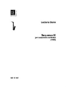 SXA Luciano Berio SEQUENZA lXb Alto Saxophone