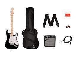 SQUIER SONIC STRAT BLACK 10G PACK GUITARRA ELECTRICA 