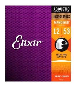 ELIXIR NANOWEB PHOSPHOR BRONZE 12-53 JUEGO ACUST