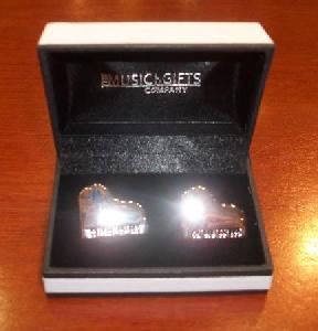 GEMELOS PLATEADOS PIANO CON ESTUCHE