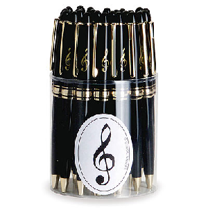 BOLIGRAFO NEGRO CLAVE SOL DORADA