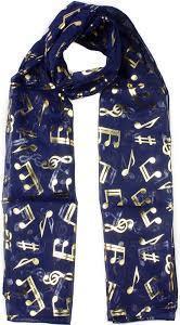 MUSIC SCARF NAVY GOLDEN TREBLE Ciefs and Notes