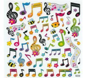 FLORAL NOTES AND CLEFS STICKERS  NOTAS FLORALES