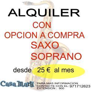 ALQUILER SAXOFON SOPRANO CON OPCION  A COMPRA